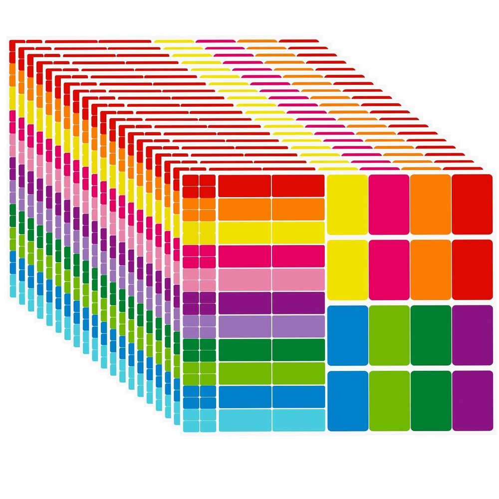 3561 10 Color Color Coding Labels Rectangle Colored Stickers Assorted